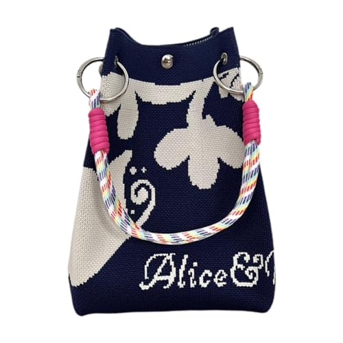 perfeclan Gestrickte Handtasche Waschbar Weiche Tragbare Tragetasche für Party Im Freien, Blau von Perfeclan