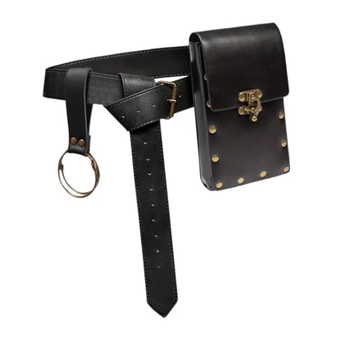 perfeclan Gürteltasche, Hüfttasche für Herren, Cosplay-Kostüm, Bauchtasche für Halloween, Karneval, Schwarz von Perfeclan