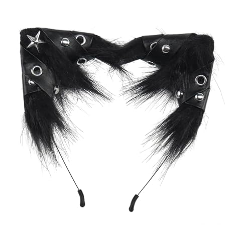 perfeclan Halloween Katzenohr Stirnband Katzenohr Foto Requisiten Headwrap Multifunktionales Haarband, Schwarz von Perfeclan