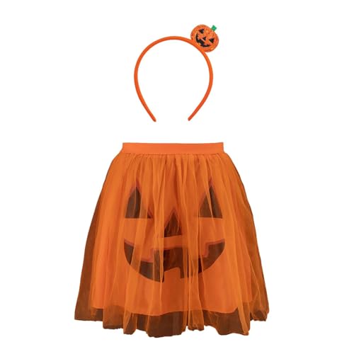 perfeclan Halloween-Stirnband mit Tutu-Rock, süßer Haarreif für Foto-Requisiten, Party-Zubehör, Orange von Perfeclan