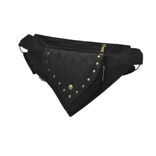 perfeclan Hüftgürtel Taillenbeutel Oberschenkel Beinbeutel Vintage Wallet Geldbeutel Fanny Pack Crossbody Tasche für Karnevalsurlaubsfeier Festival, Schwarz von Perfeclan