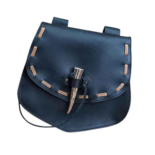 perfeclan Hüfttasche PU Geldbörse Mittelalter Gürteltasche für Kostüm Karneval, Cosplay Party Reisen, Schwarz von Perfeclan
