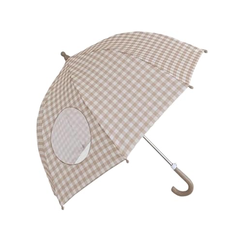 perfeclan Kinder Regenschirm tragbarer gekrümmter Griff für regnerische Tage wandern Wanderung im Freien im Freien, Khaki von Perfeclan