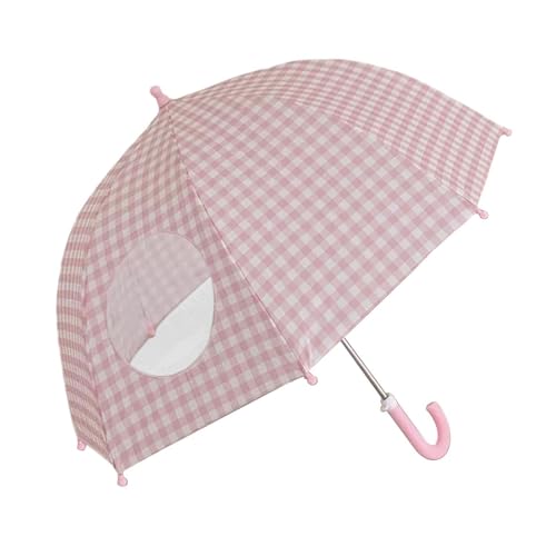 perfeclan Kinder Regenschirm tragbarer gekrümmter Griff für regnerische Tage wandern Wanderung im Freien im Freien, Rosa von Perfeclan