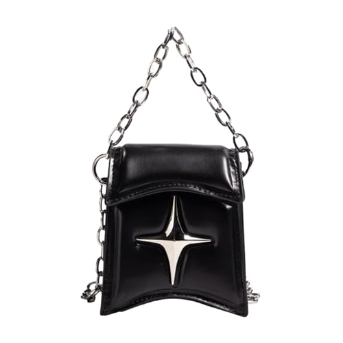 perfeclan Kleine Umhängetasche für Damen, modische Geldbörse, Kettentasche für unterwegs, Schwarz von Perfeclan