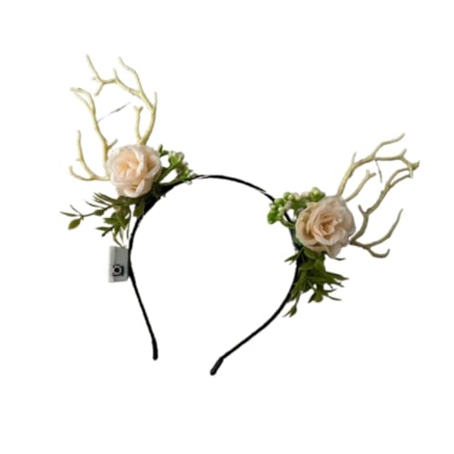 perfeclan Leuchtendes LED-Hirschgeweih-Stirnband, dekoratives Haarband für Feiertage und Bühnenauftritte von Perfeclan