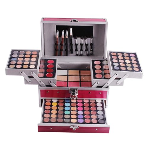 perfeclan Make-up-Kit Set Kombination Lidschatten Make-up Palette Pulver mit Lidschatten Rouge Augenbrauen Pulver Eyeliner Bleistift für Persönliche, Rose Rot von Perfeclan