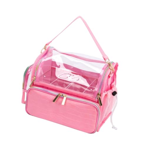 perfeclan Make-up-Pinsel-Tasche, Make-up-Reiseetui, Make-up-Pinselhalter, transparente professionelle Kosmetiktasche für Kosmetologie, Frauen, Maskenbildner, Rosa von Perfeclan