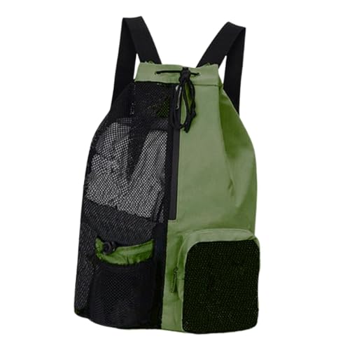 perfeclan Mesh Draw String Rucksack Sportausrüstung Beutel Atmungsaktiv tragbarer Nylon Organizer Training Ausrüstung Beach Rucksack mit nasse Tasche, GrÜn von Perfeclan