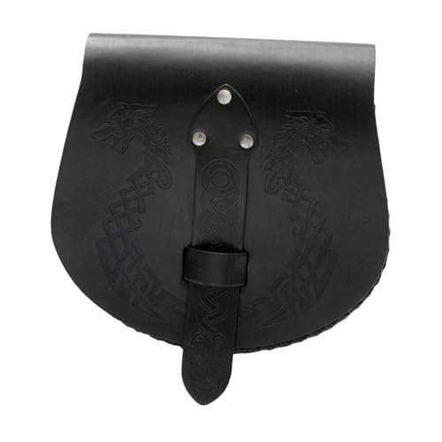 perfeclan Mittelalterliche Gürtelbeutel Vintage -Geldbörse Taillenpack für Cosplay -Party, Schwarz von Perfeclan