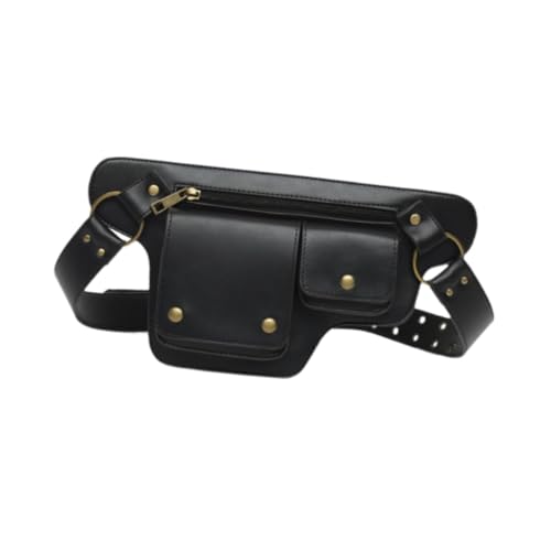 perfeclan PU-Hüfttasche, Geldbörse, Stil, Hüfttasche für Herren und Damen, Gürteltasche, Bauchtasche zum Laufen, Training, Angeln, Reisen, Radfahren, Schwarz von Perfeclan