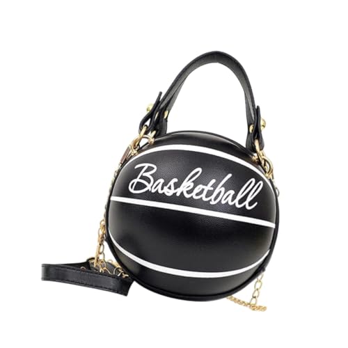 perfeclan PU Umhängetasche Frauen Modebasketball -geformte Crossbody -Tasche für Straße, Schwarz von Perfeclan