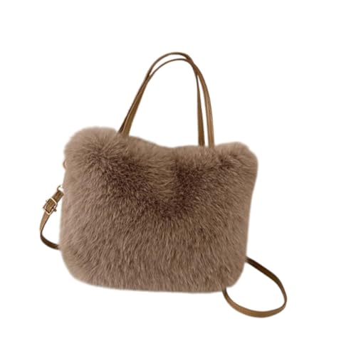 perfeclan Pelzige Einkaufstasche, Umhängetasche mit abnehmbarem Riemen, Trendige weiche Clutch, pelzige Geldbörse von Perfeclan
