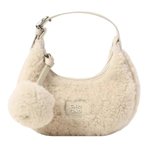 perfeclan Plüsch-Einkaufstasche Clutch Mini mit verstellbarem Gurt Bag Mode Umhängetasche, Beige von Perfeclan