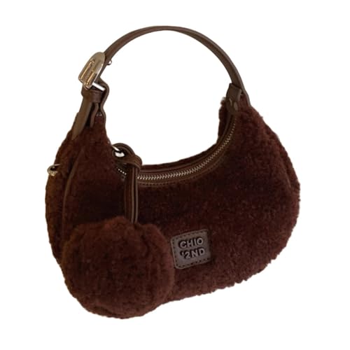 perfeclan Plüsch-Einkaufstasche Clutch Mini mit verstellbarem Gurt Bag Mode Umhängetasche, Braun von Perfeclan