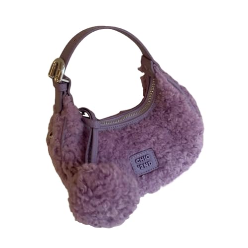 perfeclan Plüsch-Einkaufstasche Clutch Mini mit verstellbarem Gurt Bag Mode Umhängetasche, Lila von Perfeclan