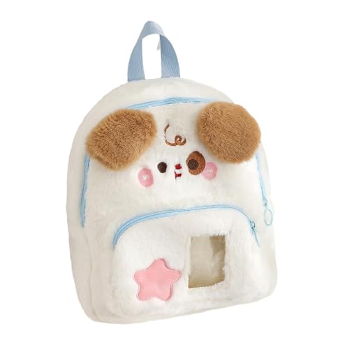 perfeclan Plüsch-Rucksack, große Kapazität, süße Büchertasche für Studenten, Frauen, Teenager, College-Jungen, Weißer Welpe von Perfeclan