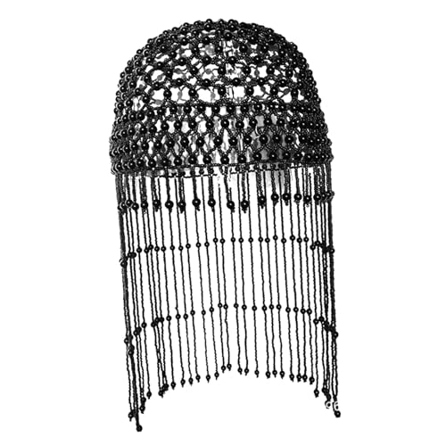 perfeclan Quaste Perle Kopfstück Frauen Braut Perlen Kopfstück für Parteien Prom Maskerade, Schwarz von Perfeclan