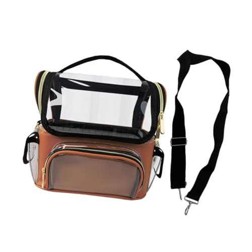 perfeclan Reise-Kosmetiktasche, transparenter Make-up-Pinselhalter, Must-haves für Make-up-Artists, Make-up-Tasche, Make-up-Organizer für Make-up-Artists-Frauen, Kaffee von Perfeclan