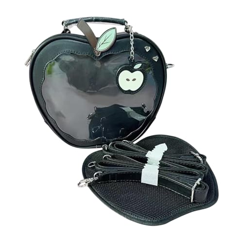 perfeclan Schultasche im Cartoon-Stil mit Apfel für Büro und Outdoor, Schwarz von Perfeclan