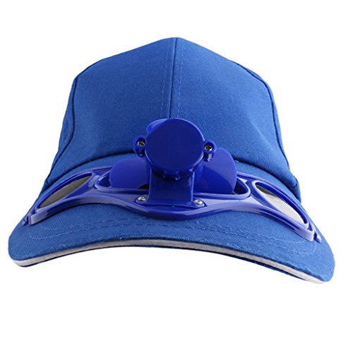 perfeclan Sonnenenergie Ventilator Kappe Sommer Outdoor Kühler Lüfter Baseball Cap Mütze Kappe - Blau von Perfeclan