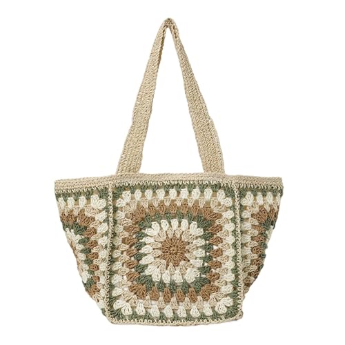 perfeclan Strandtasche Sommer Papiergarn Boho Hobo Ästhetik Lässige Handtasche Urlaub, GrÜn von Perfeclan