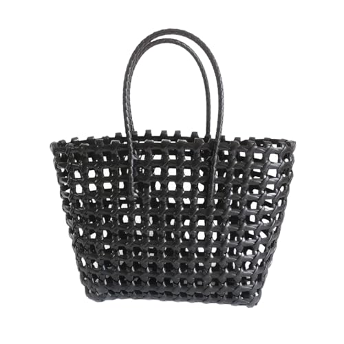 perfeclan Strandtasche für Damen, tragbar, elegant, mit Griff Oben, für Pendeln, Urlaub, Schwarz von Perfeclan