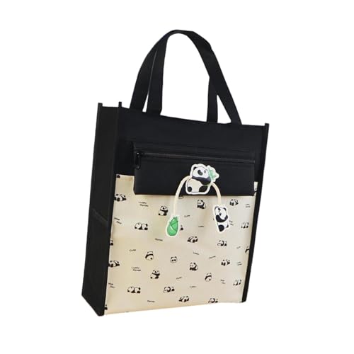 perfeclan Tragetasche für Mädchen, Schultasche, wasserdicht, tragbar, Cartoon-Design, Damenhandtasche, Studententasche für Partys, Outdoor, Hausaufgaben, Schwarz von Perfeclan