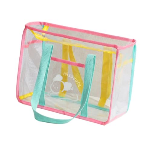 perfeclan Transparente Einkaufstasche, tragbare, lässige Damen-Handtasche für Picknick, Outdoor-Sport, Schwimmen, Grüner Griff von Perfeclan
