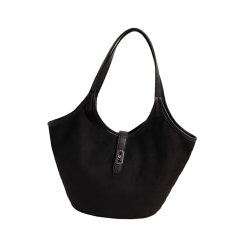 perfeclan Wildleder Eimer Tasche Große Kapazität Schulter Tasche für Geburtstag Urlaub Party Outdoor, Schwarz von Perfeclan