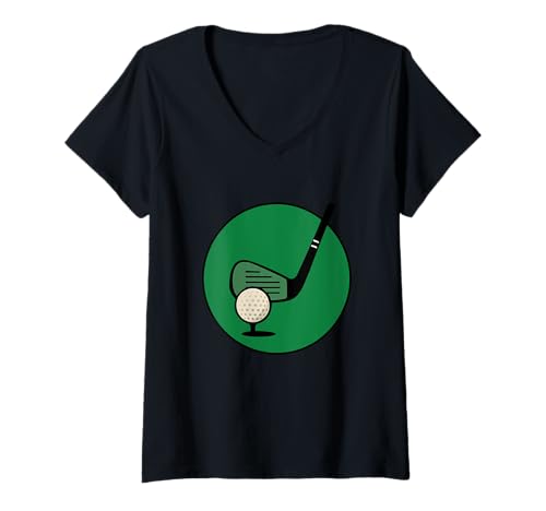 Damen Retro Golfschläger und Ball Lustiger Golfer T-Shirt mit V-Ausschnitt von Perfect Apparel for Golf Lovers, Players & Fans