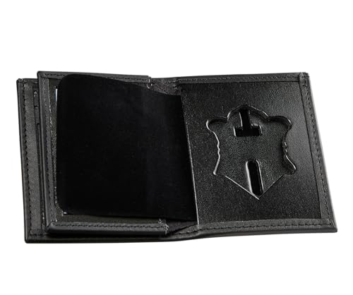 Hidden Badge Bifold Wallet Massachusetts State Police MSP Badge and ID Case (Cutout PF-173) Black Leather von Perfect Fit Shield Wallets