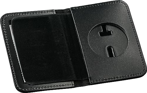 Passgenaue Texas Polizeiabzeichen und Ausweisetui, 5,1 cm, runder Ausschnitt, schwarzes Leder (Ausschnitt 94) von Perfect Fit Shield Wallets