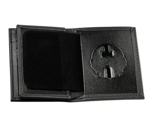 Perfect Fit Hidden Badge Bifold Wallet FHP Florida Highway Patrol Badge and ID Case Hidden Badge Wallet (Cutout PF 202) Black Leather, Schwarz, Faltbare Geldbörse von Perfect Fit Shield Wallets