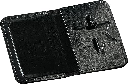 Perfect Fit NY County Sheriff Badge Wallet Bifold Badge and Id Case 6 Point Star Black Leather (cutout 46) von Perfect Fit Shield Wallets