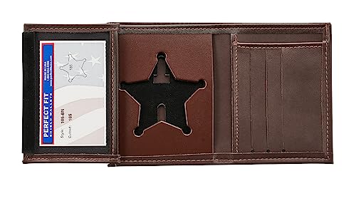 Perfect Fit Shield Wallets 5-Punkt-Stern Florida Sheriff Fünf Punkt Stern Badge Stil verstecktes Abzeichen Brieftasche Leder (Cutout PF-185) braun von Perfect Fit Shield Wallets