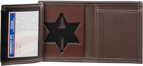 Perfect Fit Shield Wallets Los Angeles Sheriff-Abzeichen und Ausweishülle (Ausschnitt PF622), Braun, Braune Geldbörse mit verstecktem Ausweis von Perfect Fit Shield Wallets