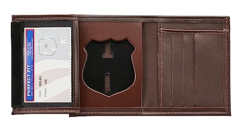 Perfect Fit Shield Wallets NYPD Patrol Officer New York City Police Department Patrolman Hidden Badge Wallet Leather Brown (Cutout PF-145) von Perfect Fit Shield Wallets