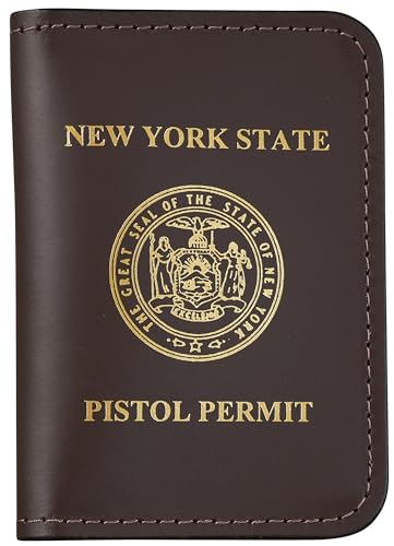 Perfect Fit Shield Wallets New York State Pistol Permit License Holder 2 ID Leather Bifold Double ID Credit Card Gun Permit Slim Wallet (Schwarz), Braun, 2.1/8 Inch X 3.3/4 Inch, Zweifach gefaltete von Perfect Fit Shield Wallets