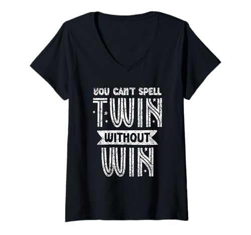 Damen Ohne Win Twins kann Man Twin Nicht Buchstabieren Humor Sarkastic T-Shirt mit V-Ausschnitt Damen Ohne Win Twins kann Man Twin Nicht Buchstabieren Humor Sarkastic T-Shirt mit V-Ausschnitt von Perfect Humour Twin Design