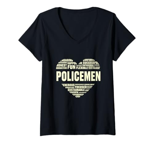 Damen Fakten zum Liebesherz Polizisten lieben das Polizeileben lieben es zu helfen T-Shirt mit V-Ausschnitt von Perfect Job Lover Heart Gift Design