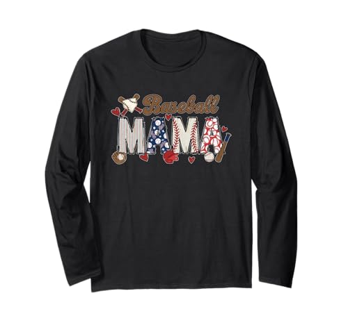 Lustiges Baseball-Mama-Design für Sport-Fans Langarmshirt Lustiges Baseball-Mama-Design für Sport-Fans Langarmshirt von Perfect Sports Outfit Spor Fan Outfit Team Support