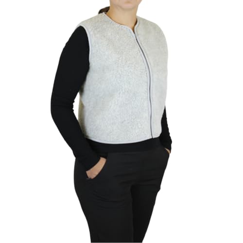 Perfect Wool - Schafwolle Weste - Weste Damen - Ärmellose Weste mit Reißverschluss - Kurze, Warme Damenweste für Herbst und Winter - Flauschige und Weiche Wolle - Beige - L von Perfect Wool