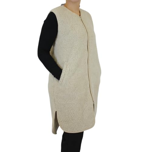 Perfect Wool - Schafwolle Weste - Weste Damen - Ärmellose Weste mit Reißverschluss und Taschen - Lange, Warme Damenweste für Herbst und Winter - Flauschige und Weiche Wolle - Größe XL von Perfect Wool