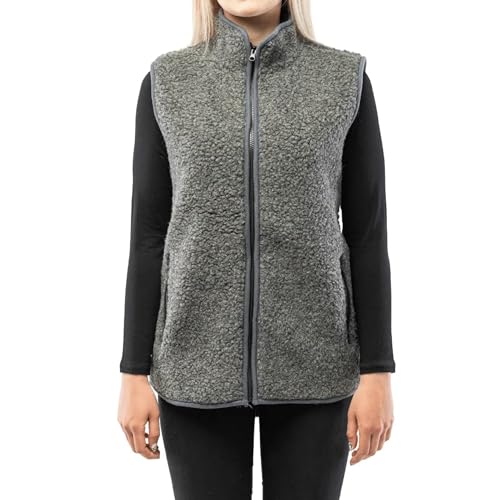Perfect Wool - Weste Wolle - Merino Weste Damen und Herren - Warm und Weich - Sportweste für Herbst und Winter, mit Stehkragen, Reißverschluss und Taschen - Grau - Größe XXL von Perfect Wool