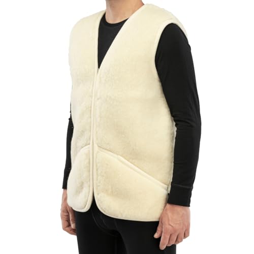 Perfect Wool - Weste Wolle - Merino Weste Damen und Herren - Warm und Weich - für Herbst und Winter, mit Reißverschluss und Taschen - Ecru - Größe XL von Perfect Wool