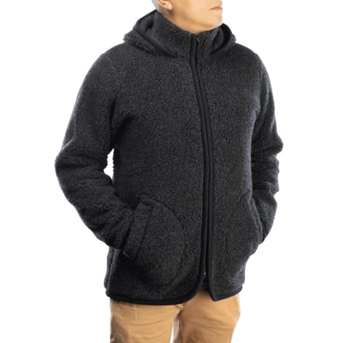 Perfect Wool klassische Merino-Wolljacke mit Kapuze – Schwarz, 100% Merinowolle, Outdoor Jacken für Herren, Outdoor Jacke Jungen Herbst – Hoodie Herren mit reißverschluss – Herbst Jacke – Größe XXL von Perfect Wool