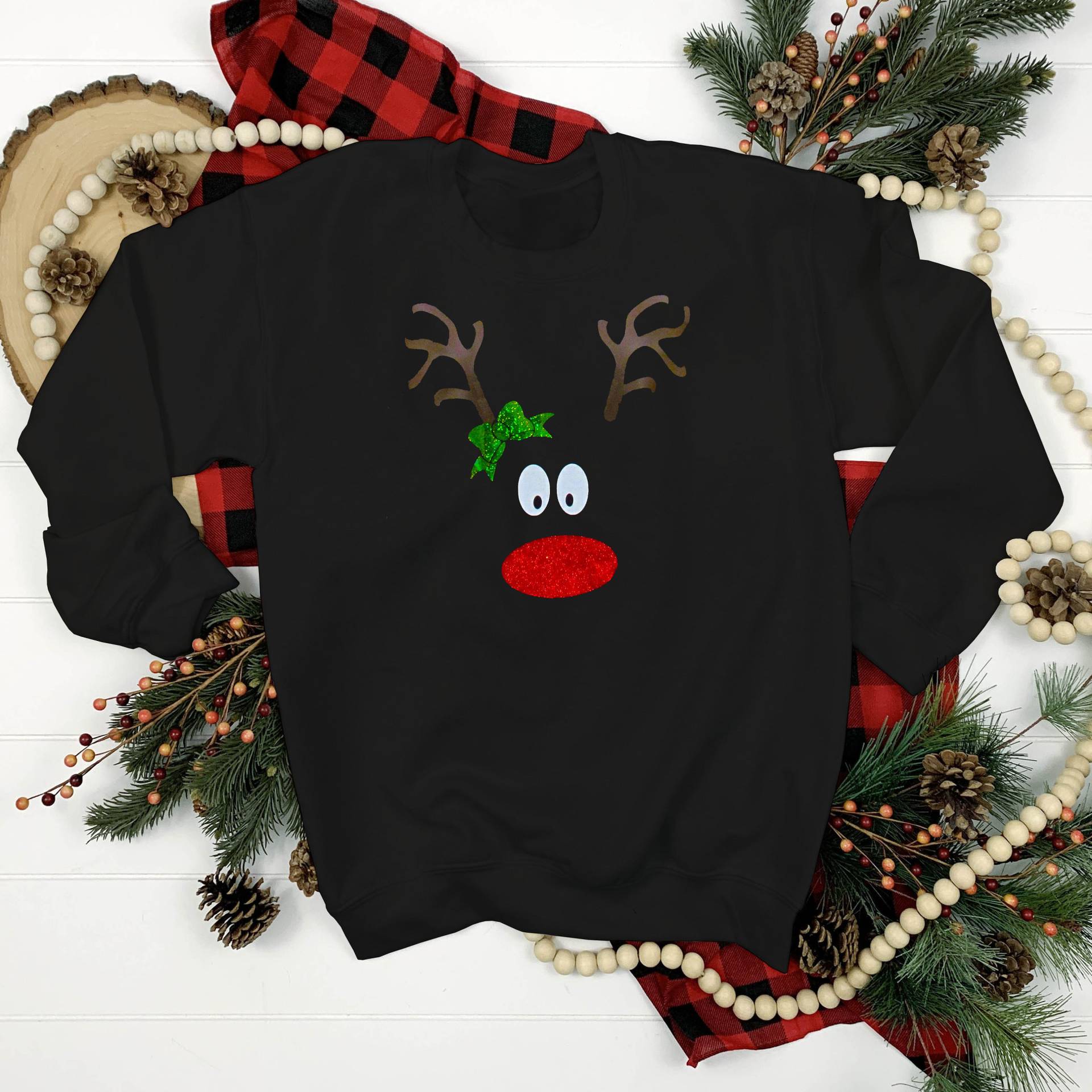 Rentiergesicht Weihnachtspullover | Gemütlicher Schwarzer Unisex Mit Schrulligem Rentier-Gesicht-Design Bestseller Tag Ideen von PerfectGiftsPPG