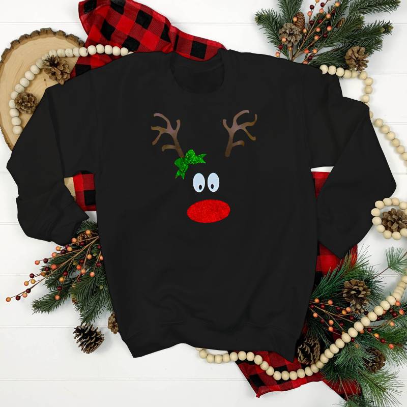 Rentiergesicht Weihnachtspullover | Gemütlicher Schwarzer Unisex Mit Schrulligem Rentier-Gesicht-Design Bestseller Tag Ideen von PerfectGiftsPPG