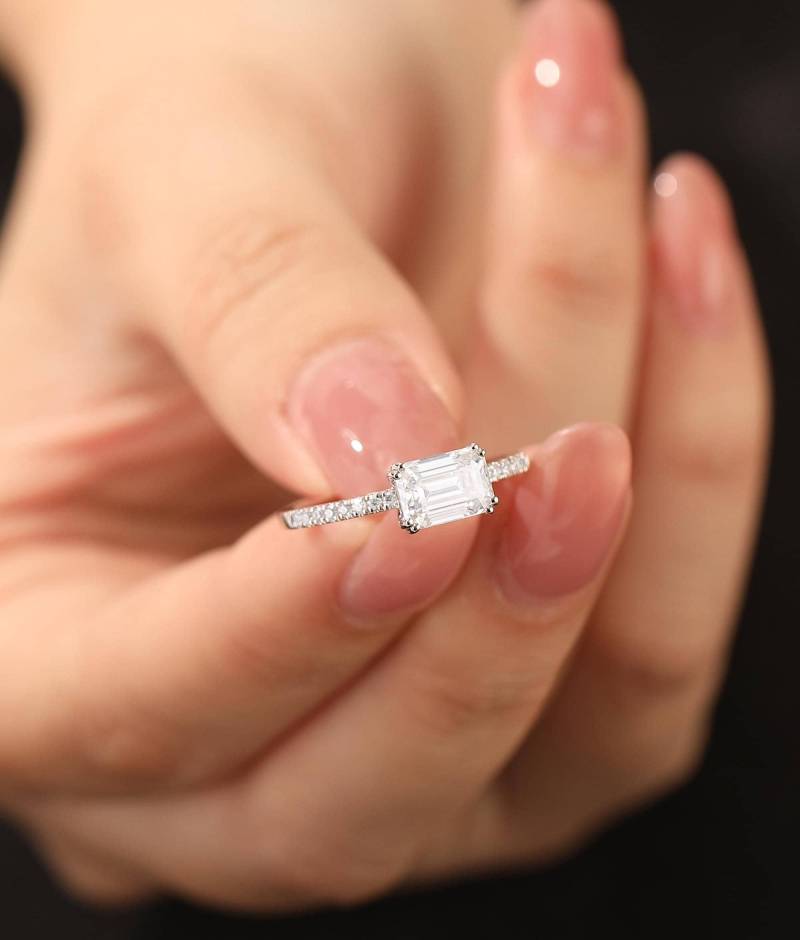 5 X 7 Mm Moissanite Ring/Verlobung Hochzeit Versprechen Halbe Ewigkeit Solid Rose Weiß Gelb Gold von PerfectLoverRing